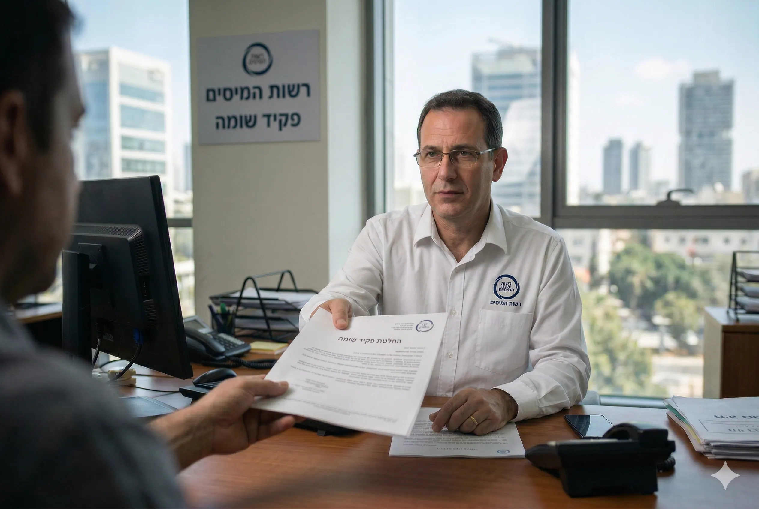 Un contribuable recevant une décision officielle de l'évaluateur fiscal en Israël. Article sur l'opposition et l'appel fiscal avec l'avocat Yaniv Ish-Shalom