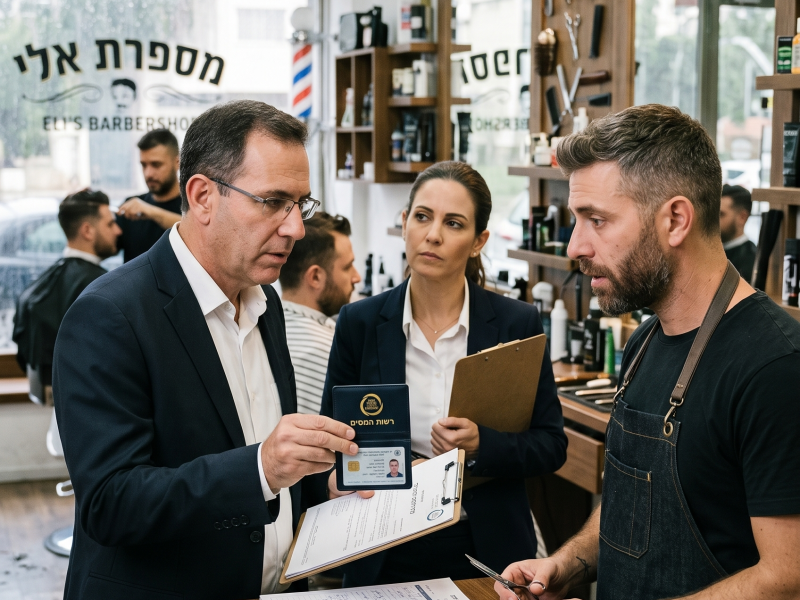 נציגי רשות המסים עורכים ביקורת פתע בבית עסק ובוחנים את ניהול הספרים מול בעל העסק